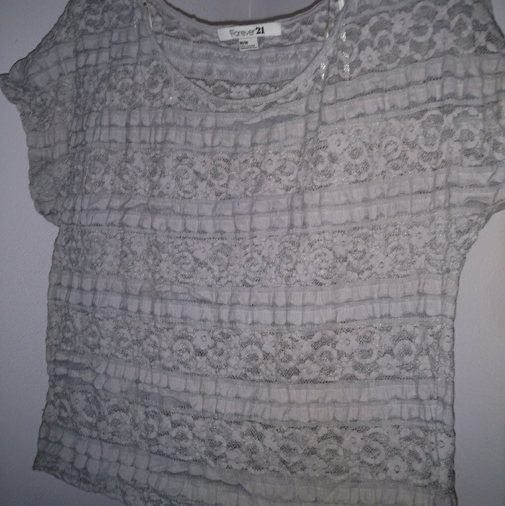 Donating! Grey lace boxy top